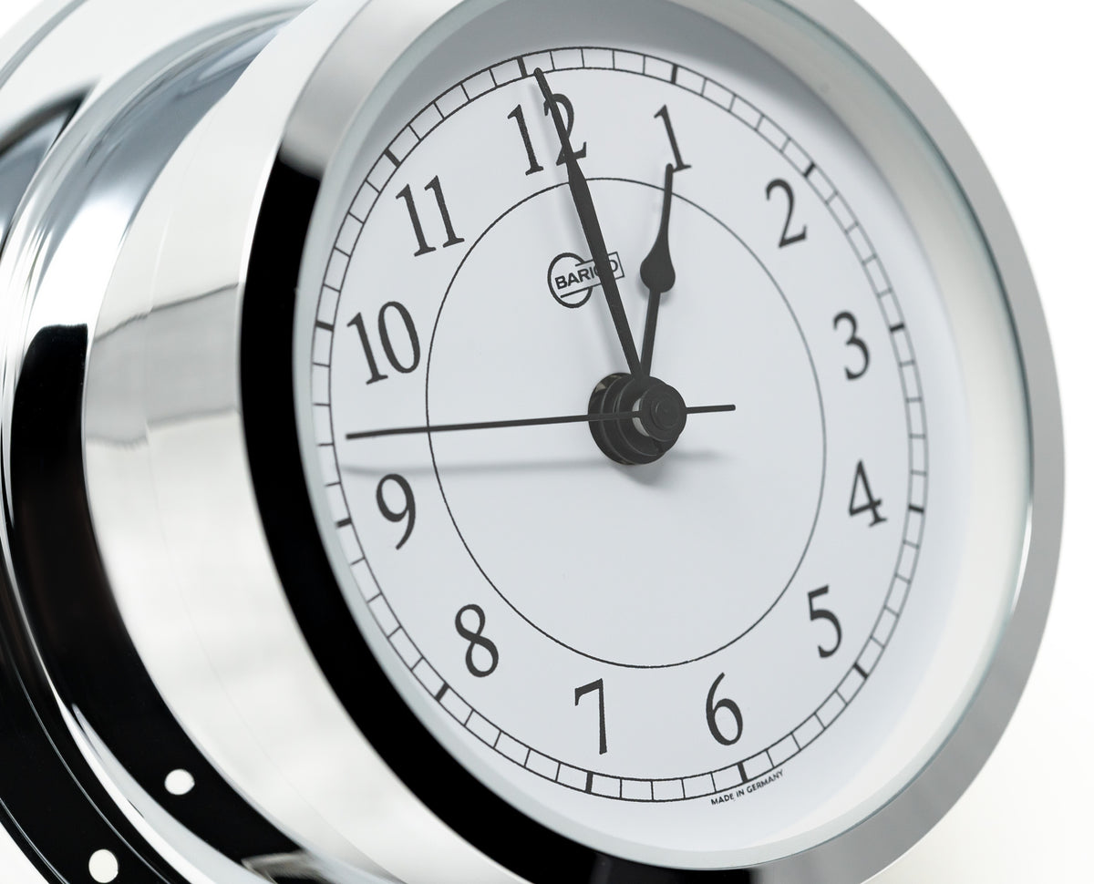 Barigo Star Quartz Clock | Polished Chrome with White Dial | 110mm | 1187CR