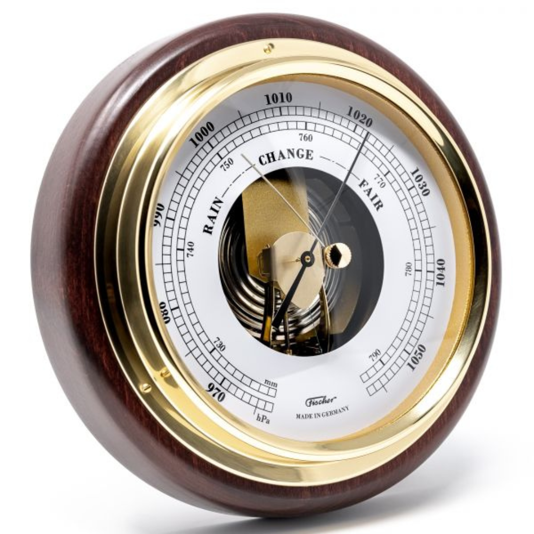 Popular  Mahogany 170mm Barometer &amp; Tide Clock Combo