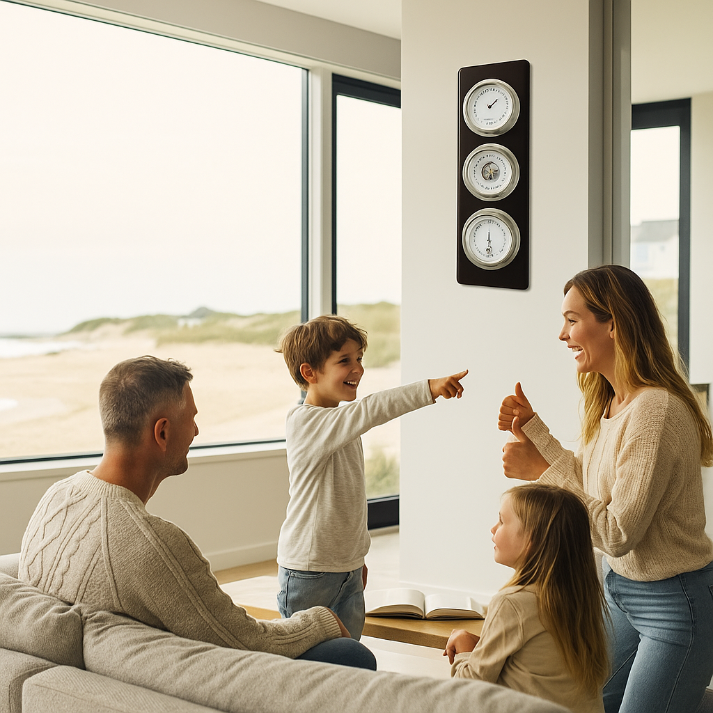 Modern Ebony & Chrome Weatherstation – 4-in-1 Hygrometer, Barometer, Thermometer & Quartz Clock