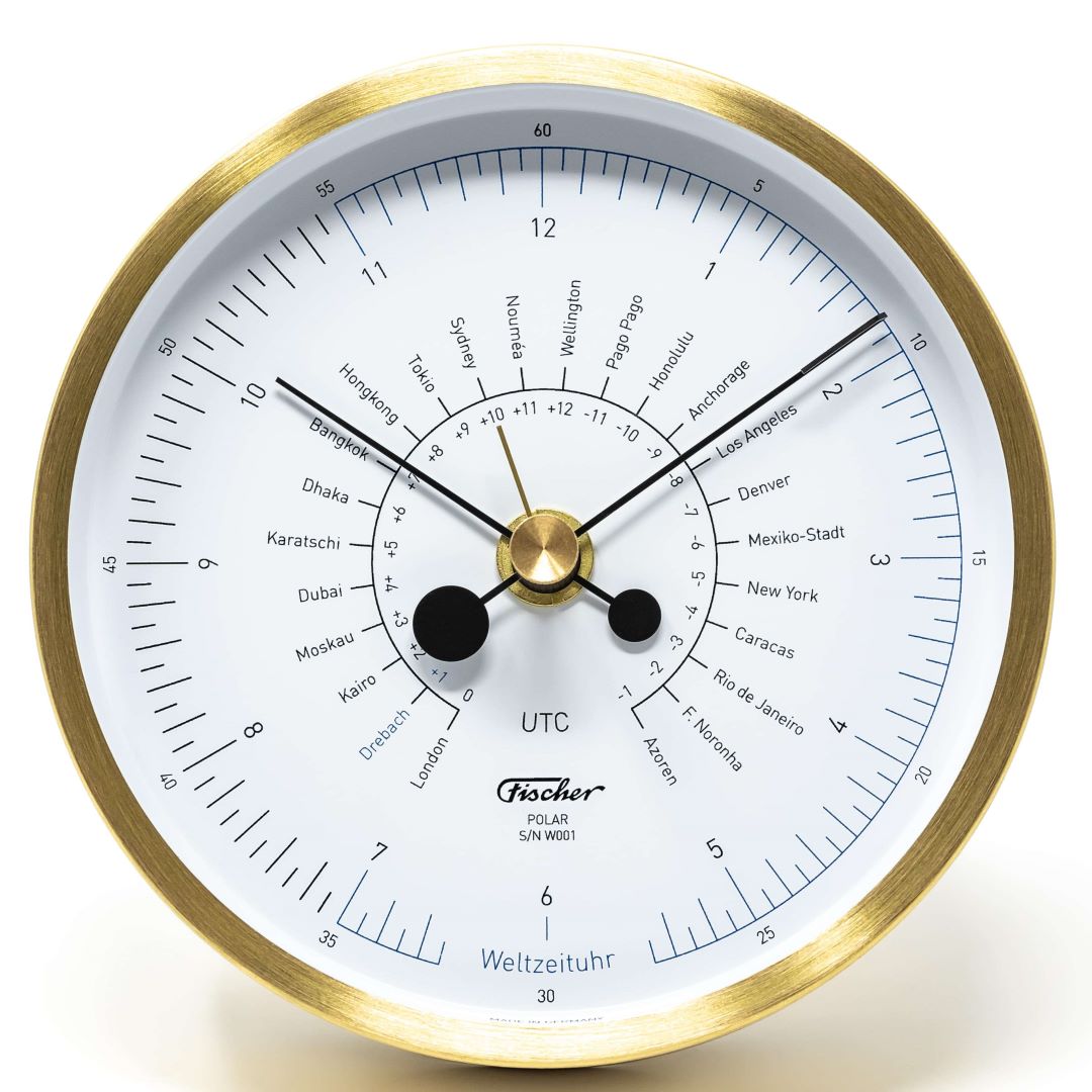POLAR Instruments - World Time Clock Brushed Brass