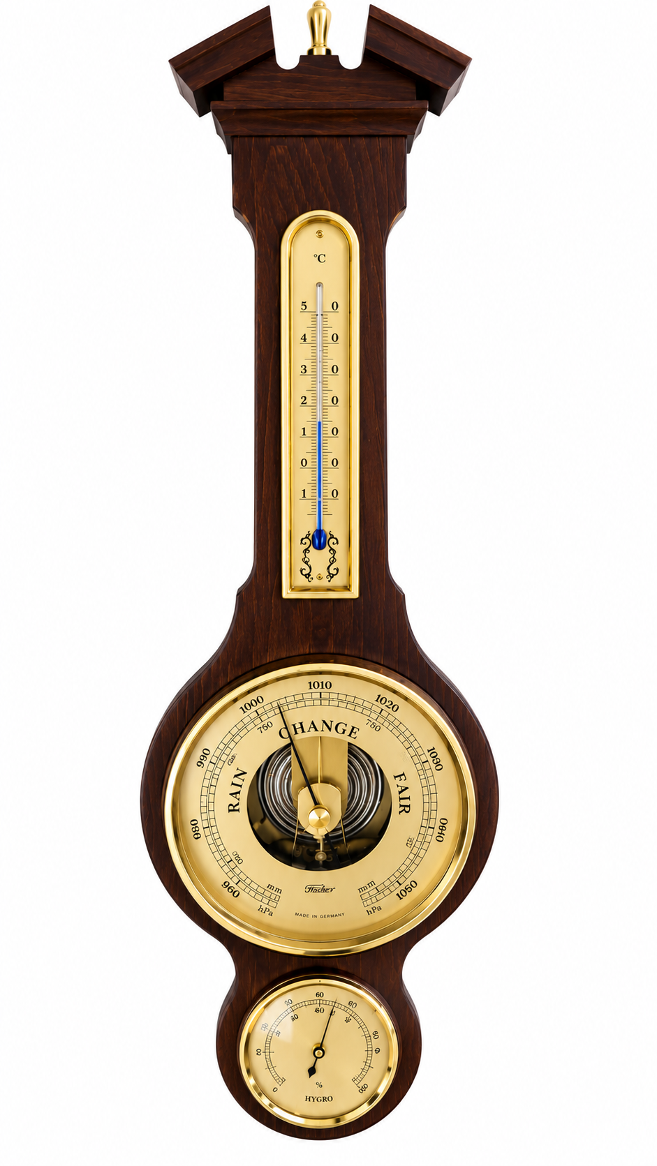 Traditional Banjo Walnut | 6699-12 |540 mm Weatherstation -3 in 1 - Hygrometer + Barometer + Thermometer