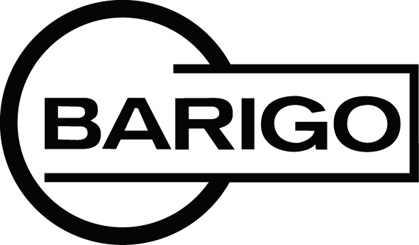 Black and white barometer brand logo with bold geometric lettering