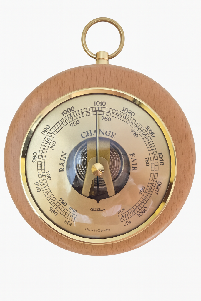 Light Beech Wood & Brass 140mm Fischer Barometer