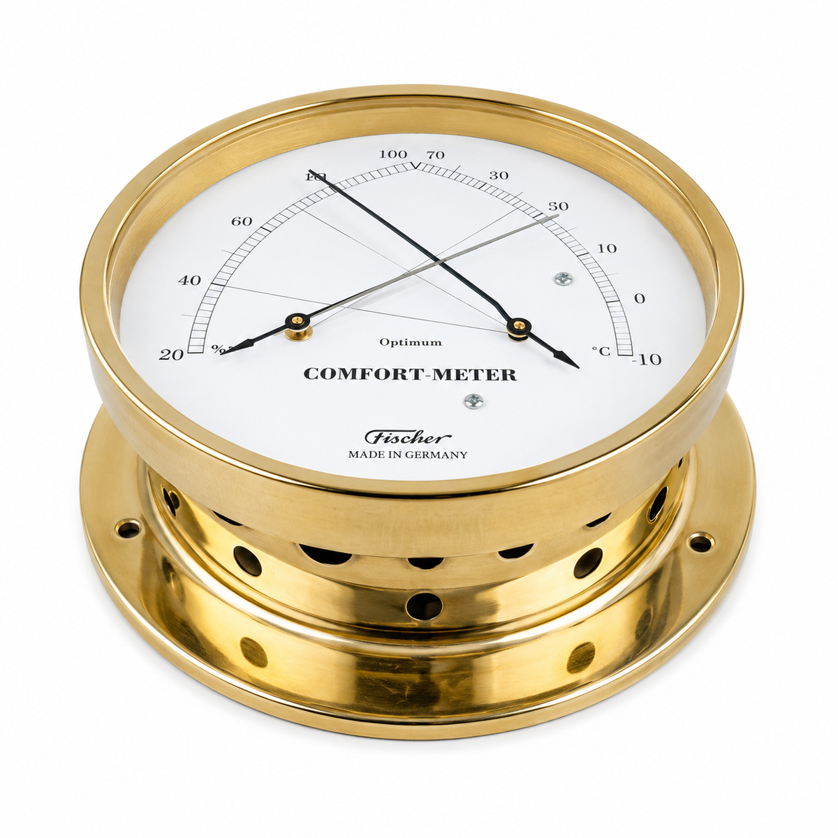 Fischer Polished Marine Brass Thermometer & Hygrometer