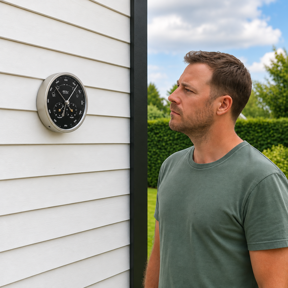 Modern Indoor & Outdoor Weatherstation- 3 in 1 - Hygrometer + Barometer + Thermometer - 160mm - 1602-01.06
