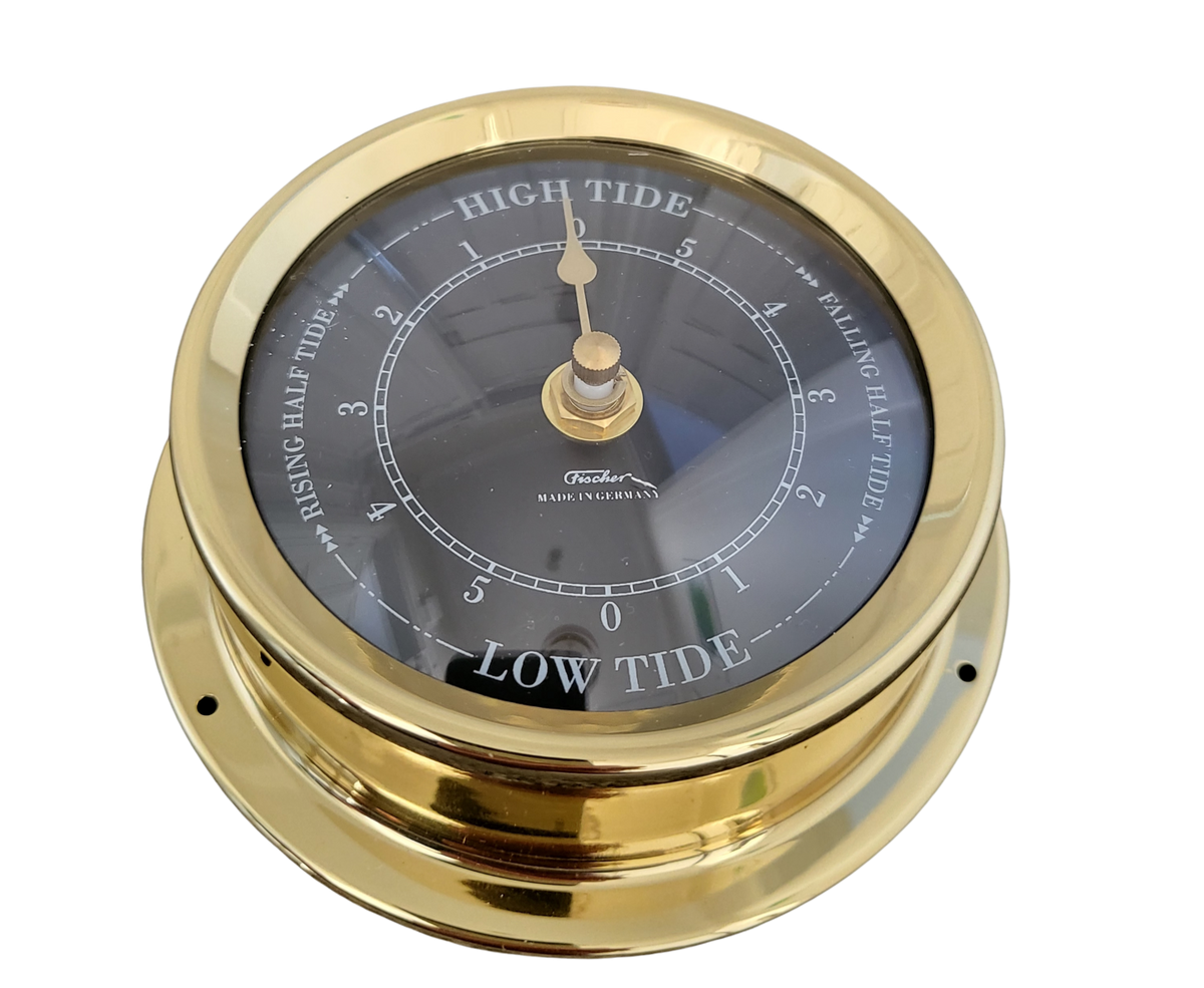 Polished Brass &amp; Black Dial 125mm Barometer - Tide - Temp -Combo