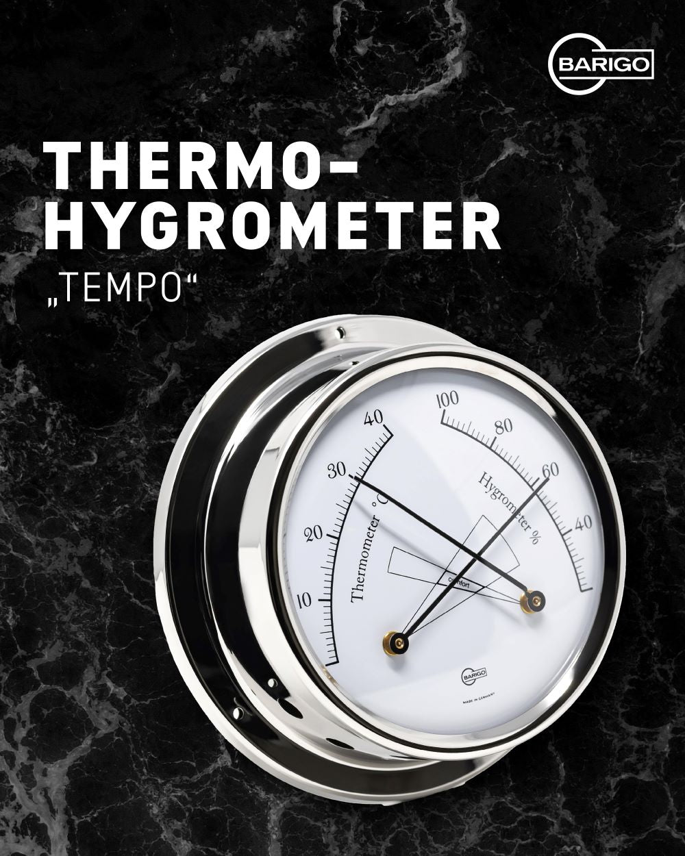 Barigo Tempo Temp-Hygro – Polished Stainless Steel (110 mm)