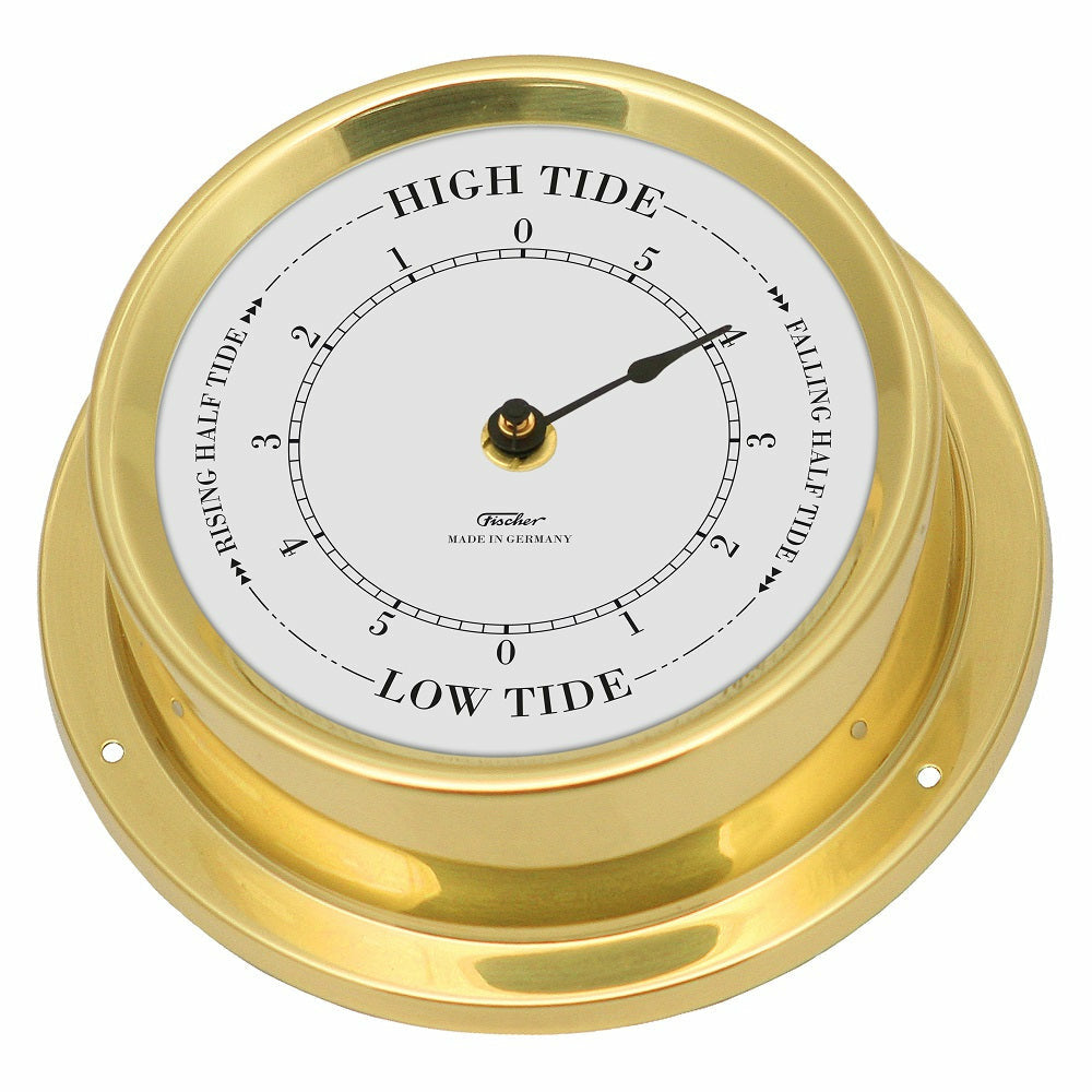 Polished Brass &amp; White Dial 125mm Quartz Tide Clock