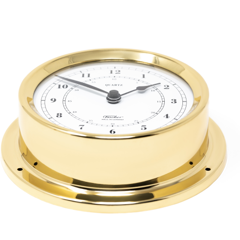 Polished Brass &amp; White Dial 125mm Quartz Clock