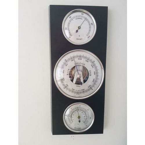Modern Ebony & Chrome Weatherstation 3 in 1 - Hygrometer + Barometer + Thermometer