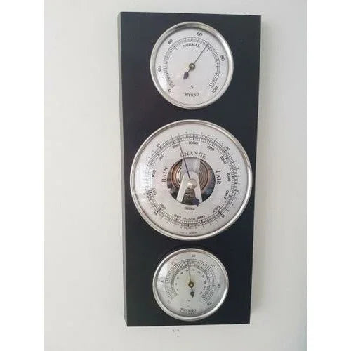 Modern Ebony & Chrome Weatherstation 3 in 1 - Hygrometer + Barometer + Thermometer