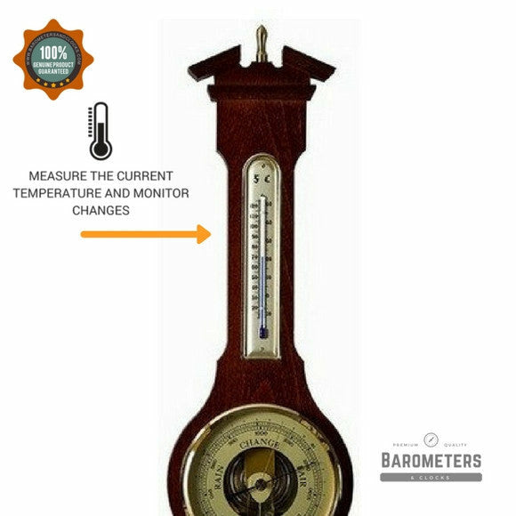 Traditional  Banjo Walnut  540 mm Weatherstation -3 in 1 - Hygrometer + Barometer + Therometer