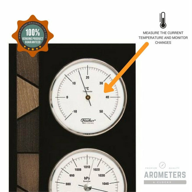 Stylish Ebony Weather Station 3 in 1 - Hygrometer + Barometer + Therometer