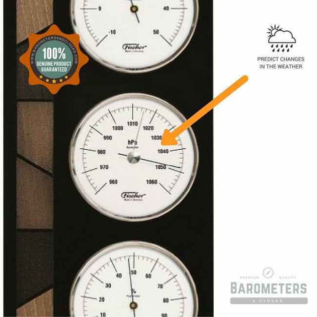 Stylish Ebony Weather Station 3 in 1 - Hygrometer + Barometer + Therometer