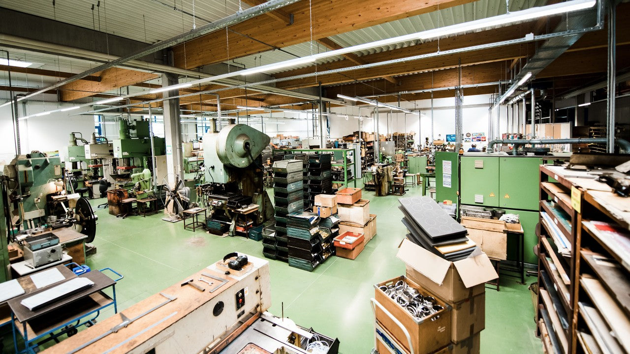 German barometer and clock manufacturing factory with machinery and equipment