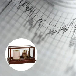 Precision German barograph instrument tracking atmospheric pressure charts