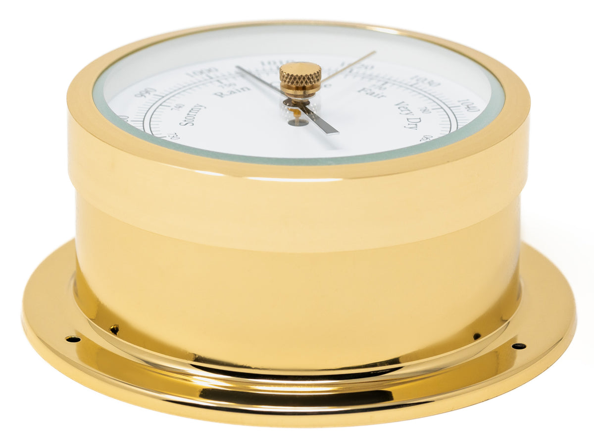 Barigo Star Barometer | Polished Brass with White Face | 110 mm | 1185ms