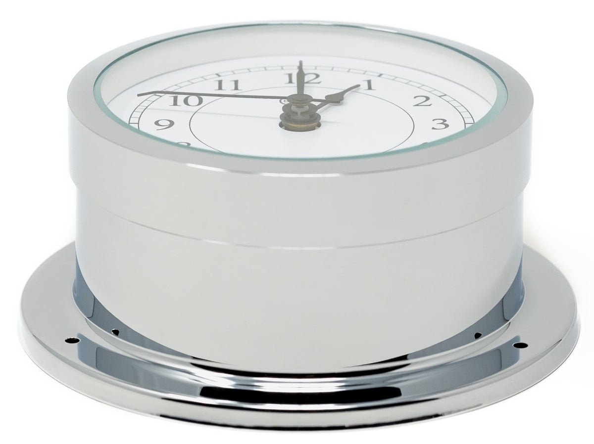 Barigo Star Quartz Clock| Polished Chrome with White Dial| 110mm|1187CR