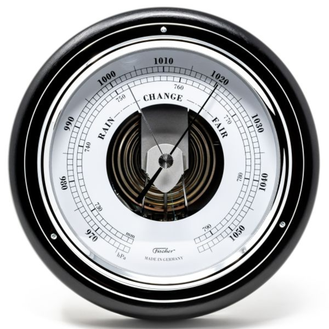 Popular Ebony &amp; Chrome Barometer &amp; Tide Clock Combo