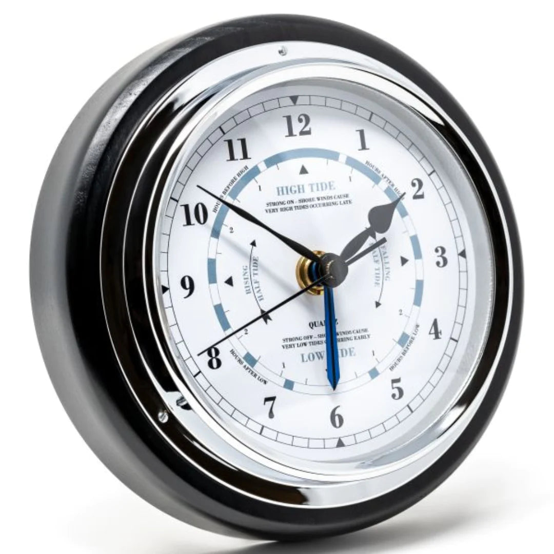 Popular Ebony &amp; Chrome Barometer &amp; Tide Clock Combo