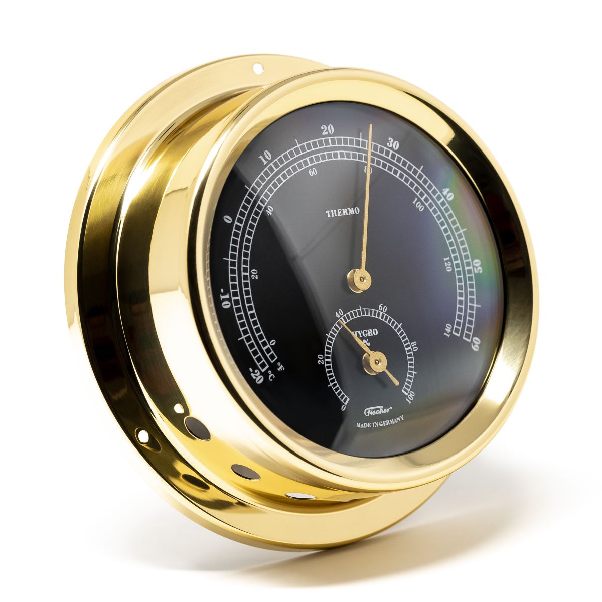 Thor Instruments Barometer Polished Brass & Black Thermometer & Hygrometer Instrument - Barometers ...