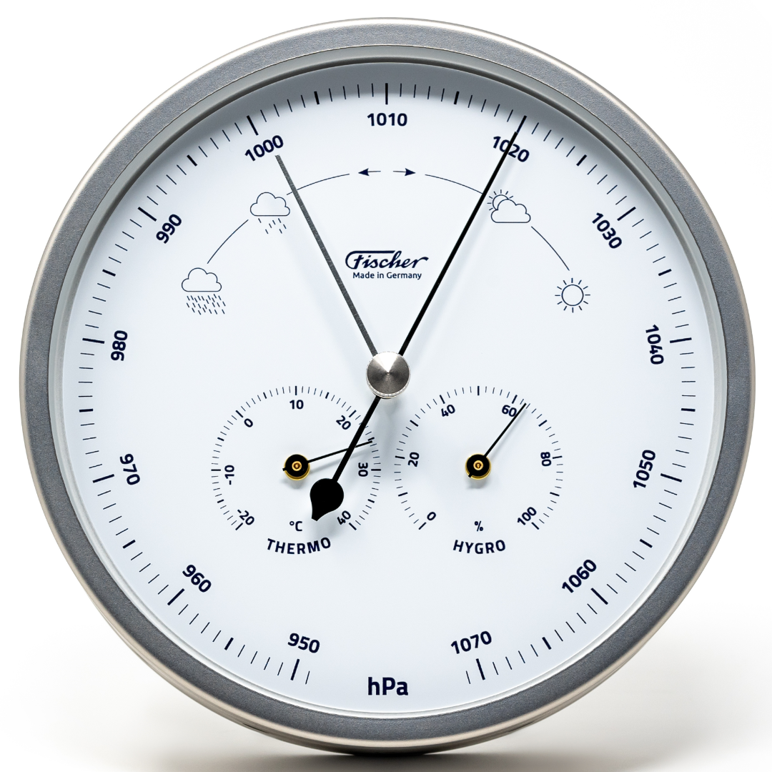 Maritime Outdoor BAROMETER, Wood & Brass Atmospheric Pressure