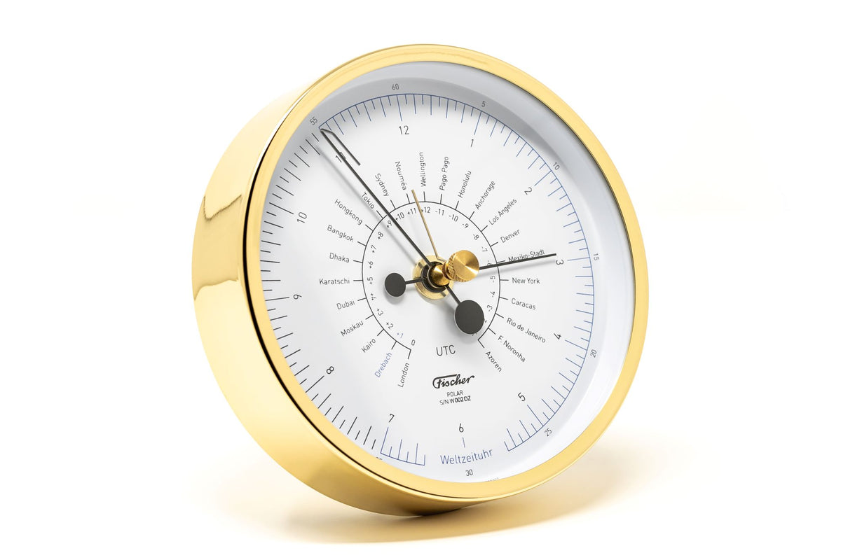 POLAR Instruments - World Time Clock Polish Brass