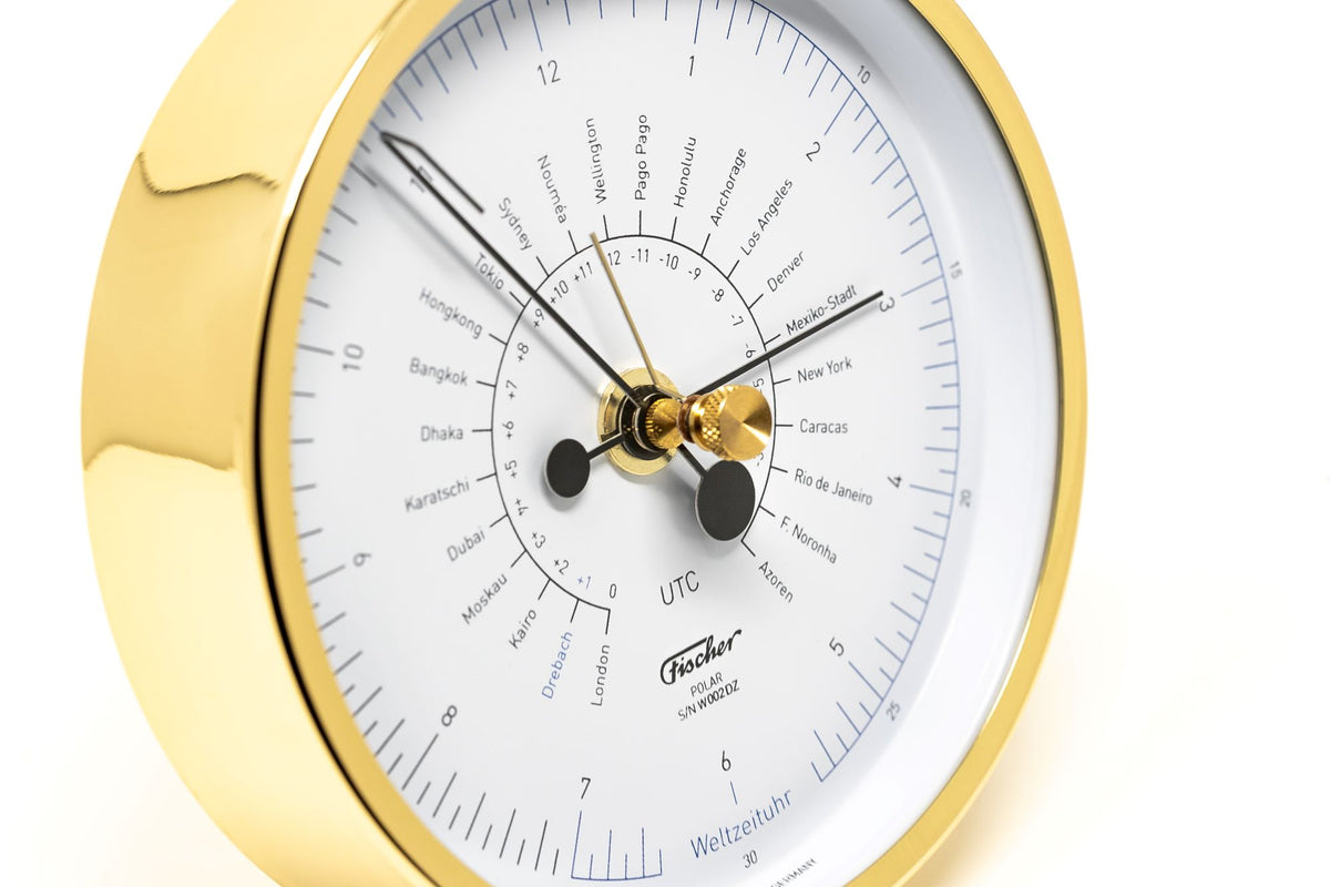 POLAR Instruments - World Time Clock Polish Brass