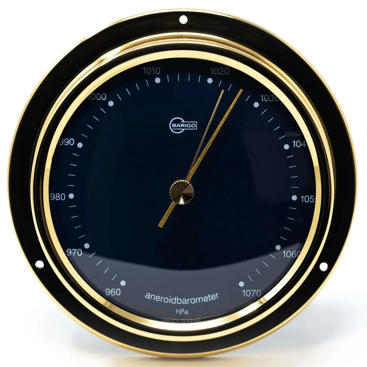 Barigo Regatta 125 mm Polished Brass Barometer & Clock