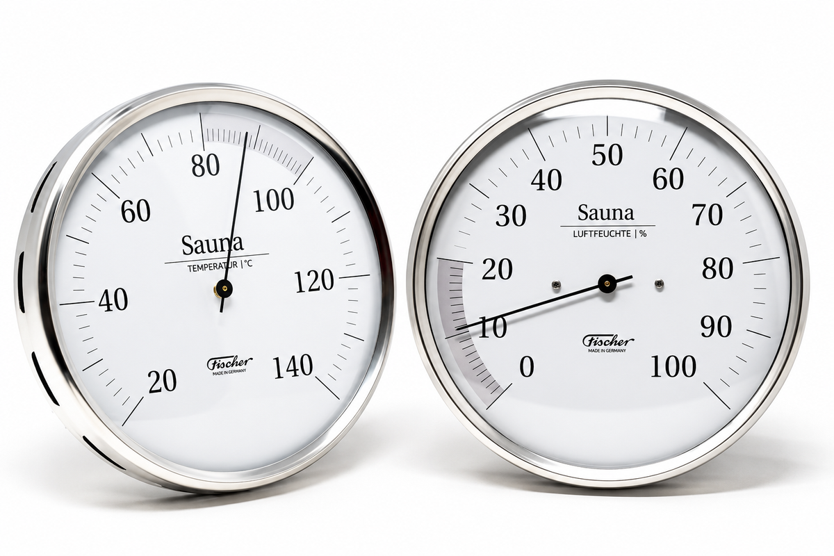 Sauna |Thermometer & Hygrometer | White & Stainless Steel | 160mm | Combo
