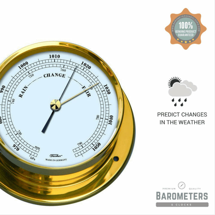 Brass Nautical Barometer &amp; Tide Clock Combo