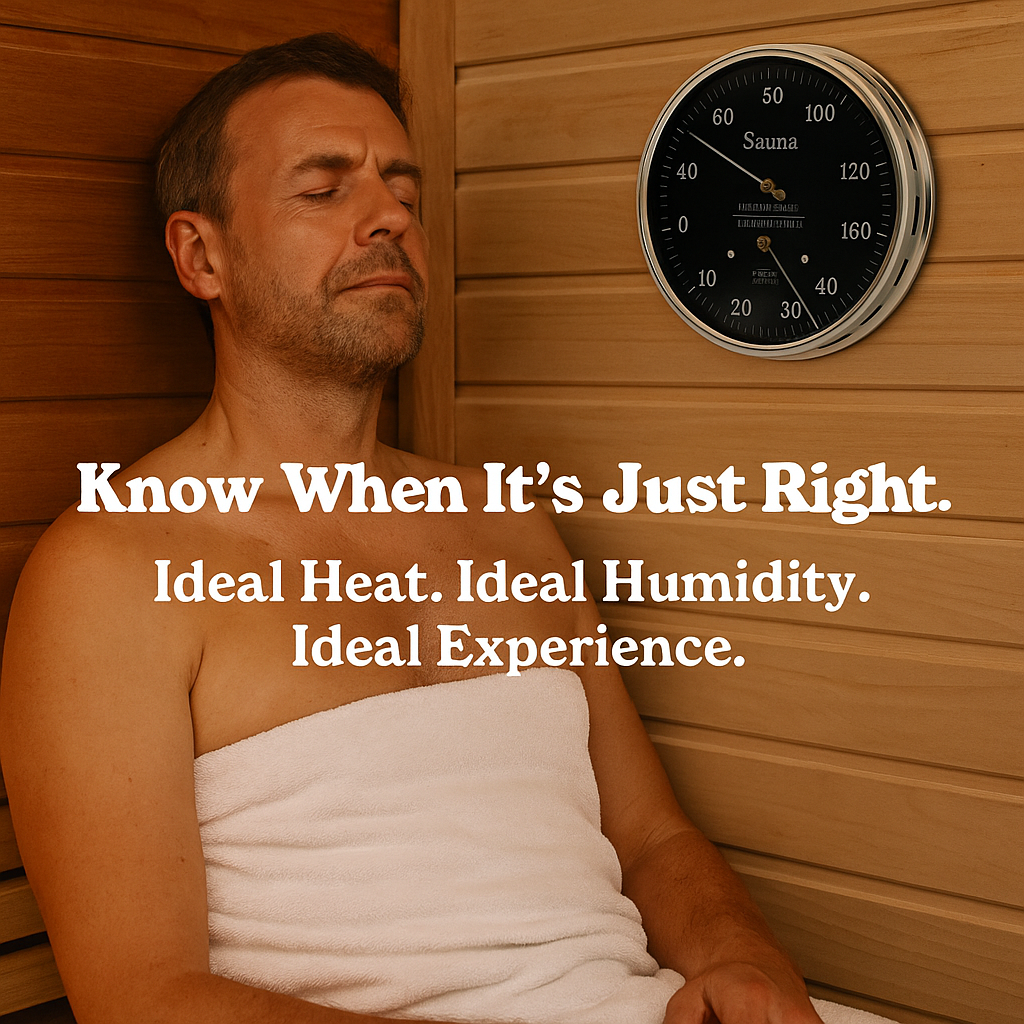 Fischer German Sauna Gauge – Black Dial 160mm (Temperature &amp; Humidity)