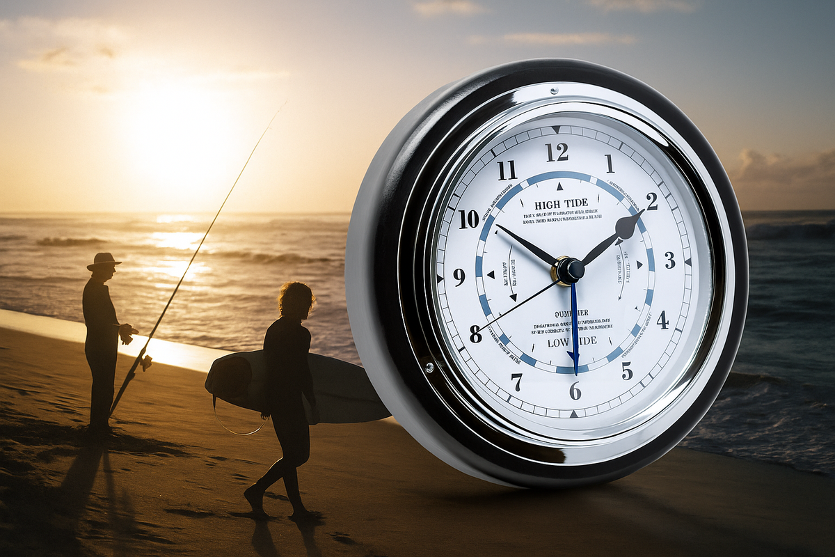 Popular Ebony &amp; Chrome Barometer &amp; Tide Clock Combo