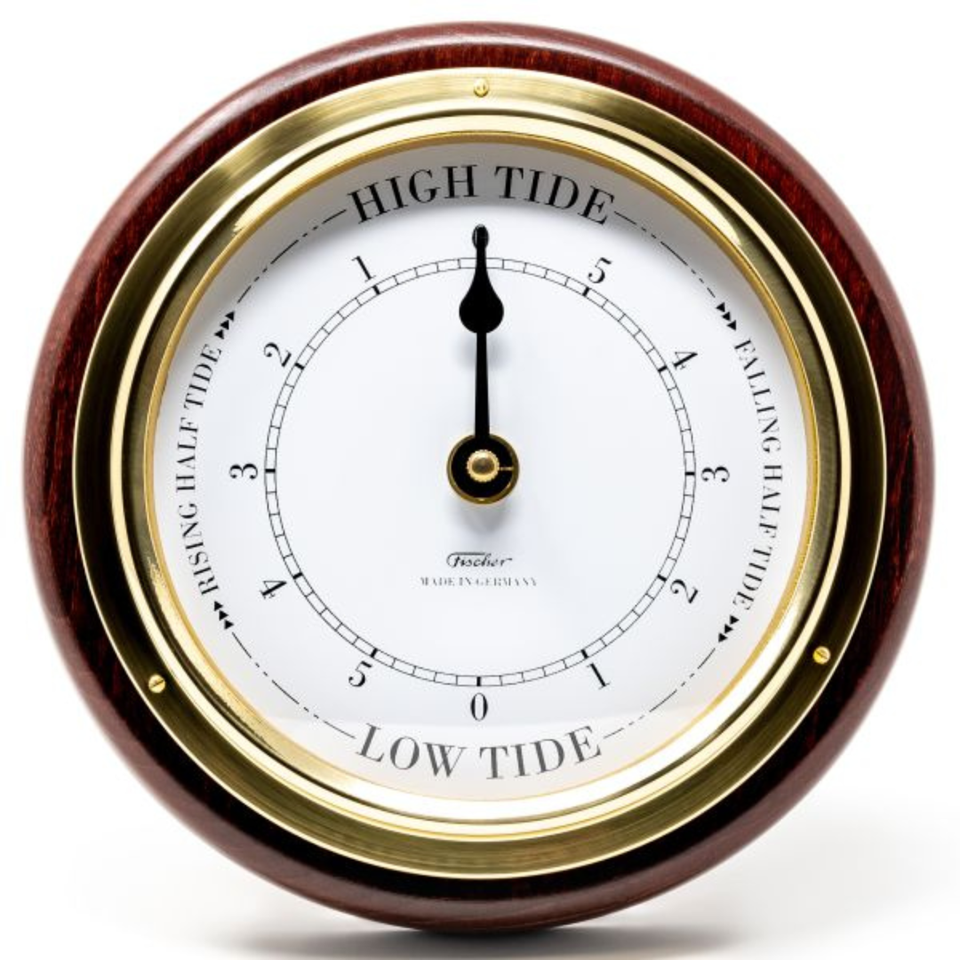 Mahogany &amp; Brass 170mm Tide only Clock