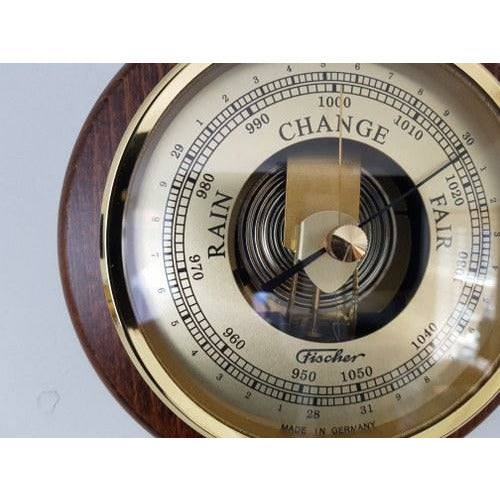 Walnut &amp; Brass  170mm Fischer Barometer