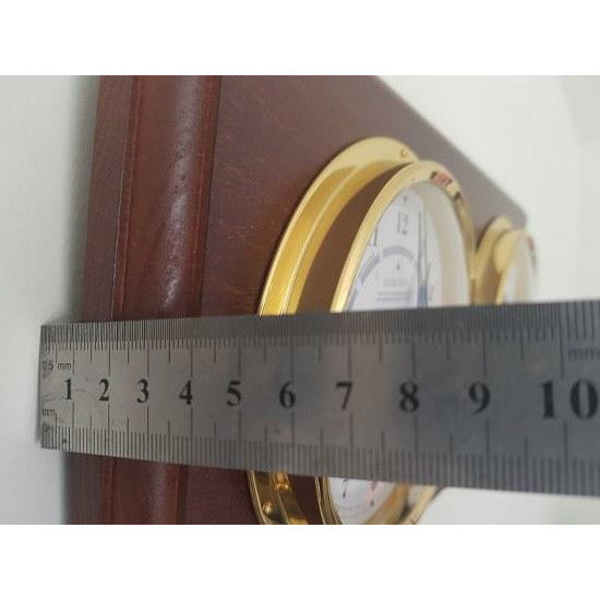 Mahogany &amp; Brass Barometer &amp; Tide Clock Combination