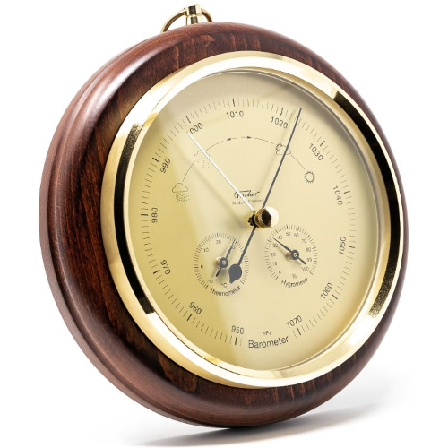 Mahogany &amp; Brass Weather-Station  3 in 1 - Hygrometer + Barometer + Therometer