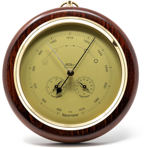 Mahogany &amp; Brass Weather-Station  3 in 1 - Hygrometer + Barometer + Therometer