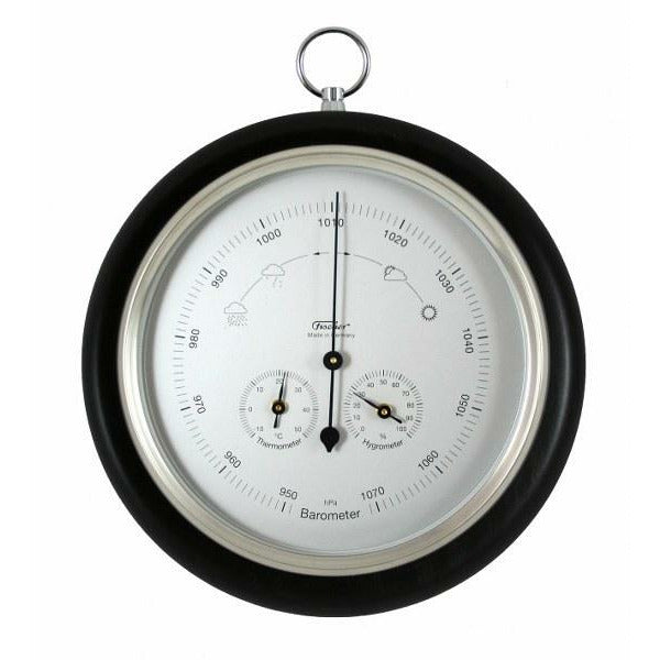 Ebony &amp; Chrome Weather-Station  3 in 1 - Hygrometer + Barometer + Therometer