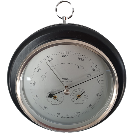 Ebony &amp; Chrome Weather-Station  3 in 1 - Hygrometer + Barometer + Therometer