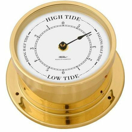 Nautical Polished Brass Precision Quartz Tide Clock - Barometers&Clocks