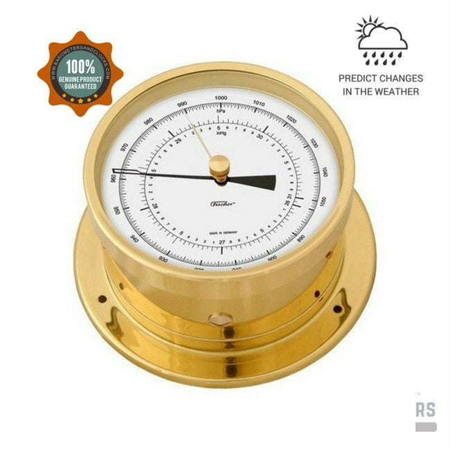 Precision Aneroid Polished Brass Precision Barometer - Navigator