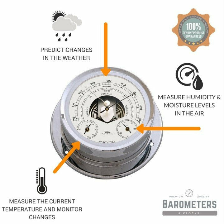 Chome Weatherstation 3 in 1 - Hygrometer + Barometer + Therometer