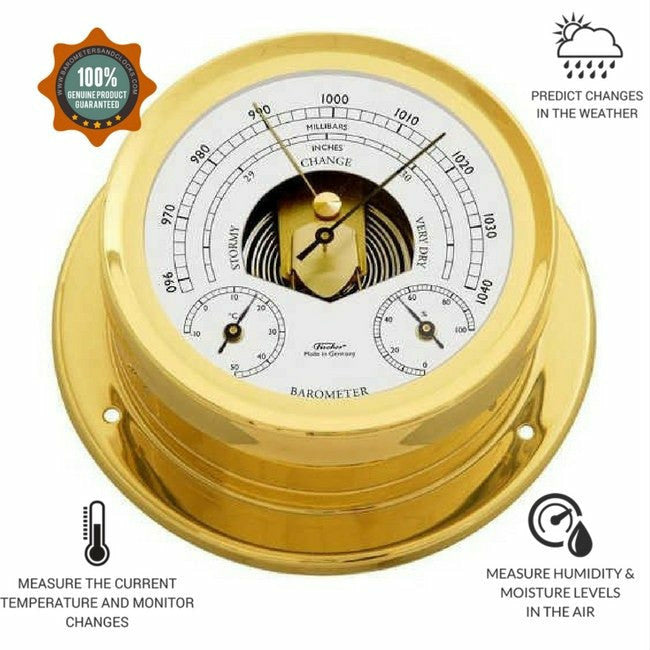 Brass Weatherstation 3 in 1 - Hygrometer + Barometer + Therometer