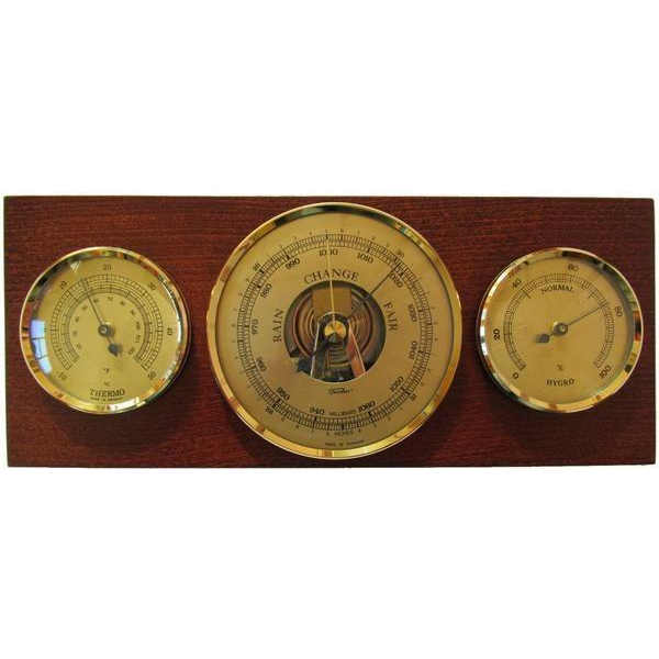 Brass Barometer, Thermo/Hygro on Cherry Weather Station