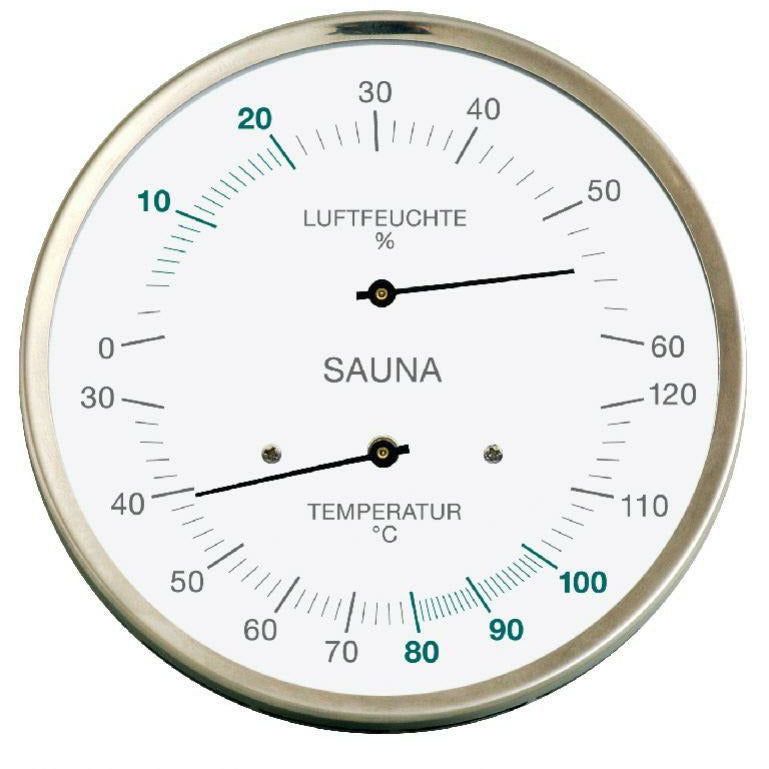 Fischer 194.01 stainless steel sauna thermometer and hygrometer